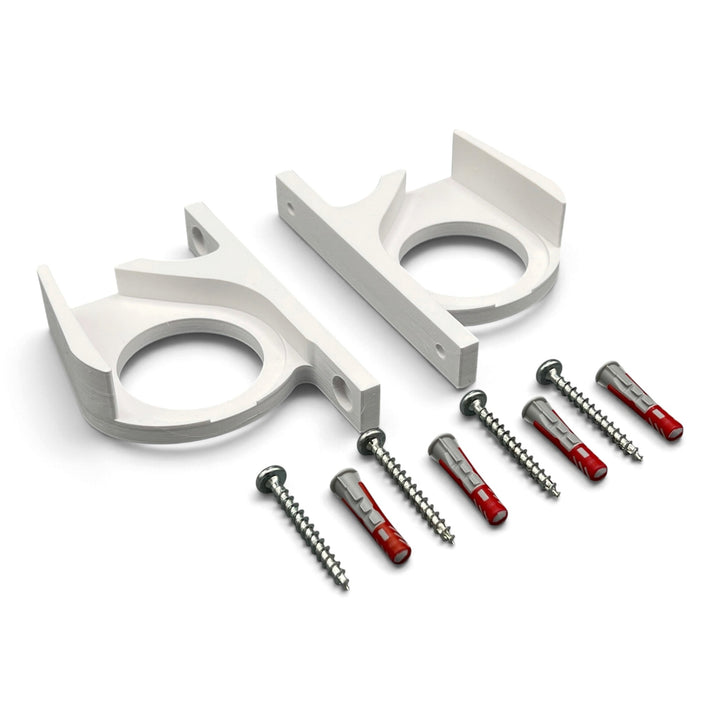 PLEXONE Halter für FRITZ!Box 5690F-7690-7590AX, Weiß, 2er-Set mit vier Schrauben und vier Dübeln
