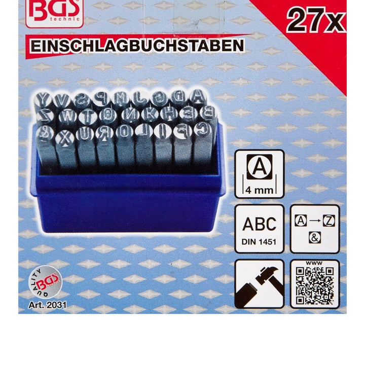 BGS Schlagbuchstaben Set mit 27 Teilen zur Metallbeschriftung