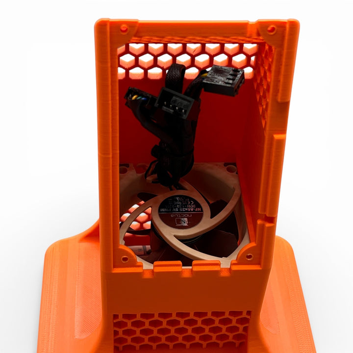 3DTools Cooling Tower One Gehäuse in Orange für Bitaxe Miner mit integriertem Noctua NF-A6x25 Lüfter