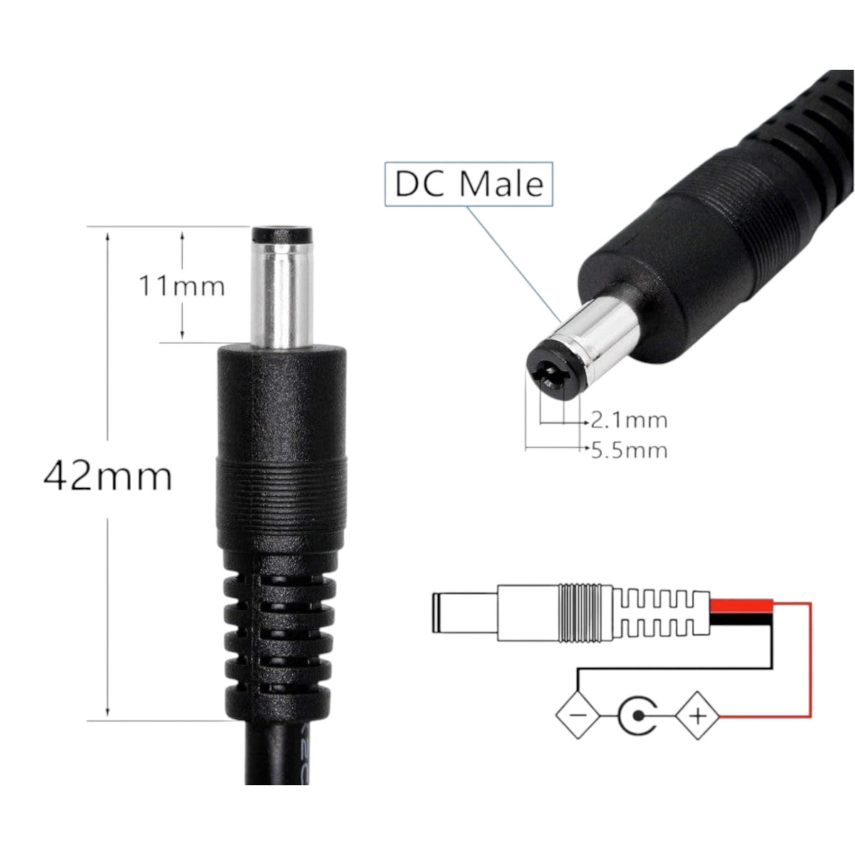 3DTools 1m DC-Anschlusskabel mit 5.5x2.1mm Stecker für Bitaxe und Nerdaxe Microminer inklusive Schaltplan