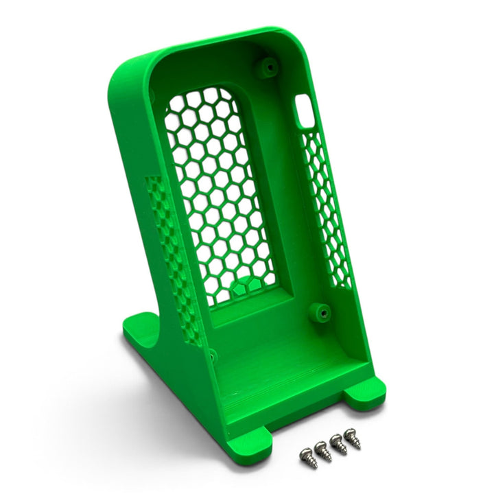 3DTools grünes Standing Case aus PETG für Bitaxe Ultra, Supra und Gamma Miner mit Wabenstruktur und Schrauben