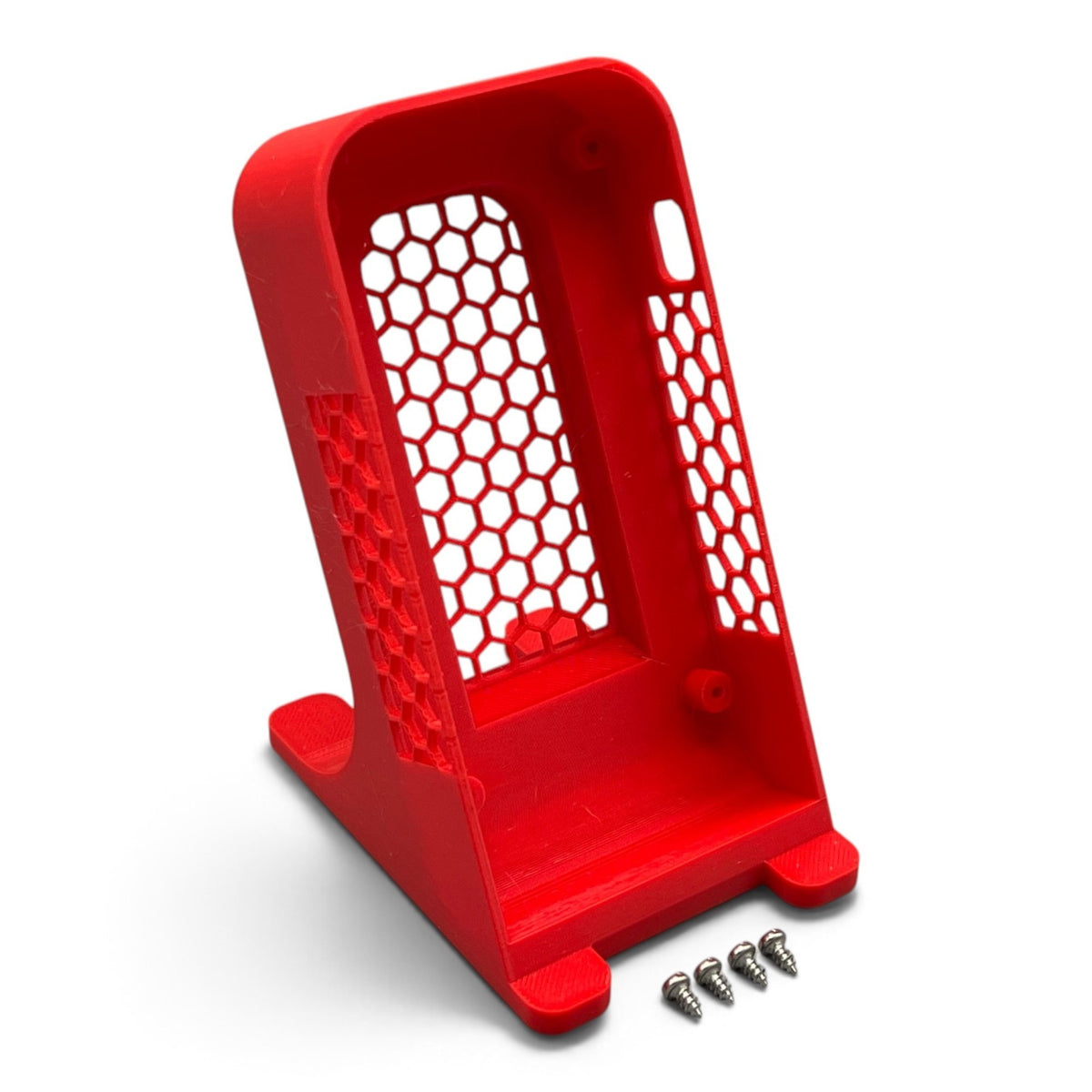 3DTools rotes Standing Case aus PETG für Bitaxe Ultra, Supra und Gamma Miner mit Wabenstruktur und Schrauben