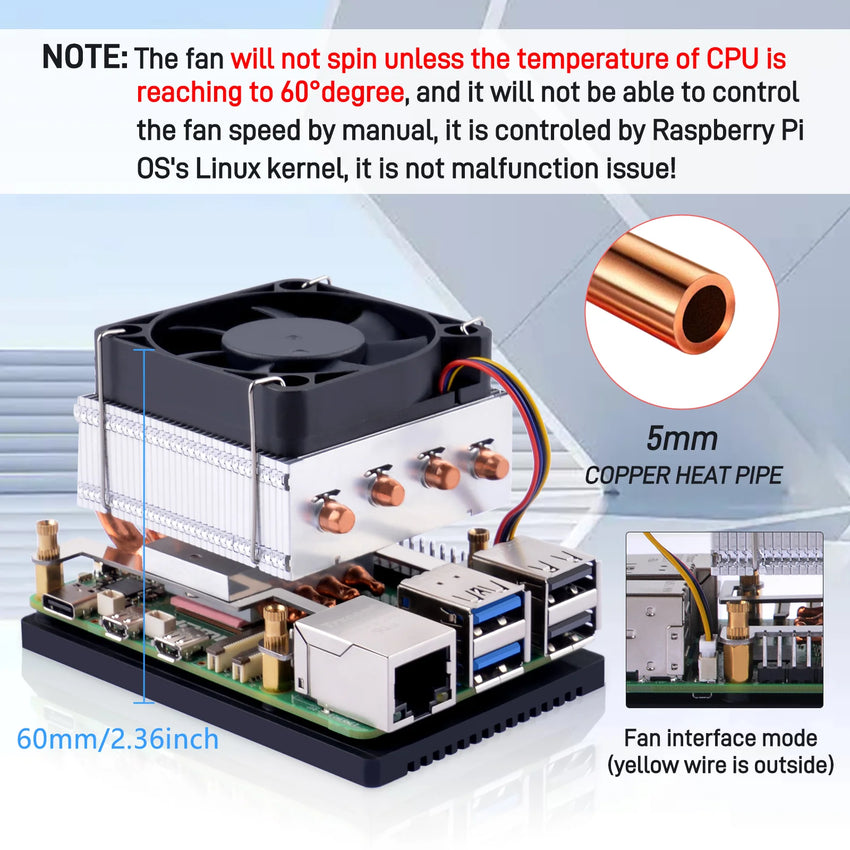 GeeekPi Low Profile Plus CPU Kühler für Raspberry Pi 5 + Bitaxe Microminer - 3DTools