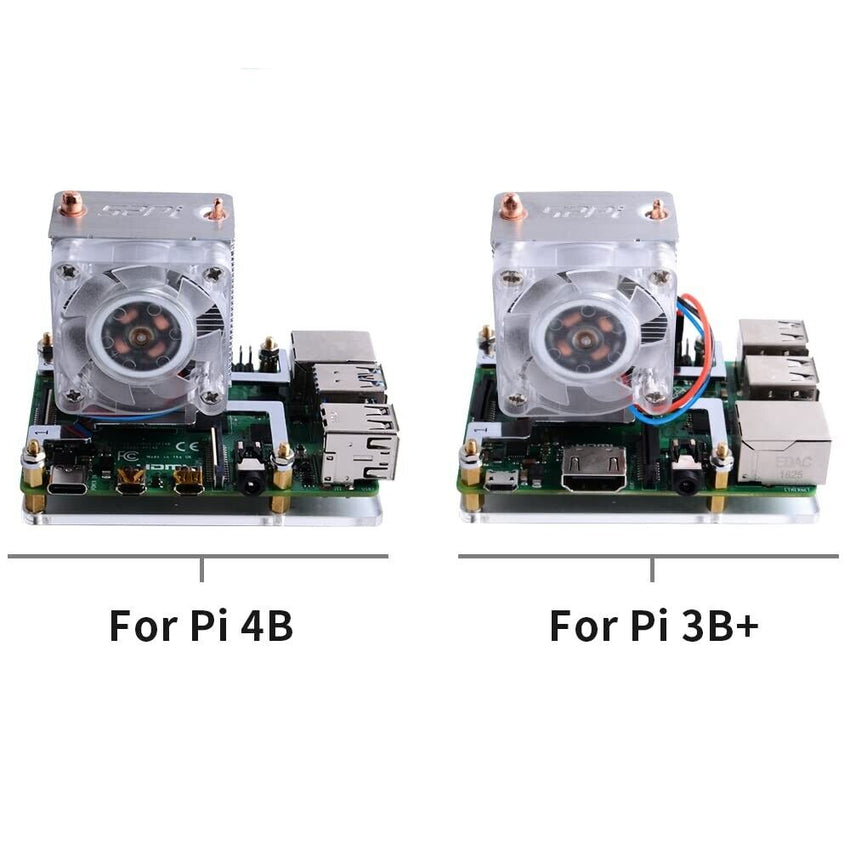 52PI Ice Tower CPU Cooling Fan Raspberry Pi 4B PI 3B RGB Light Lüfter GeeekPi
