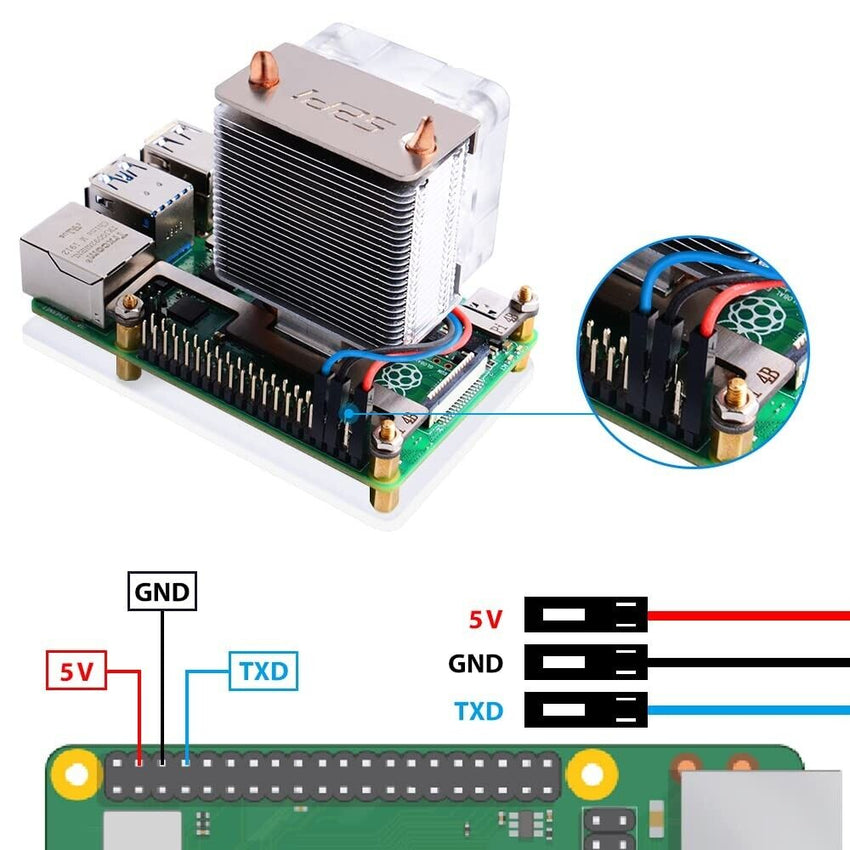 52PI Ice Tower CPU Cooling Fan Raspberry Pi 4B PI 3B RGB Light Lüfter GeeekPi