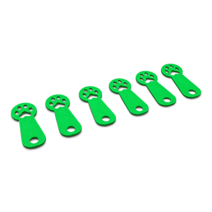 3DTools Einkaufswagenlöser im grünen Pfoten-Design aus PETG für 1-Euro-Münzsysteme im 6er-Set