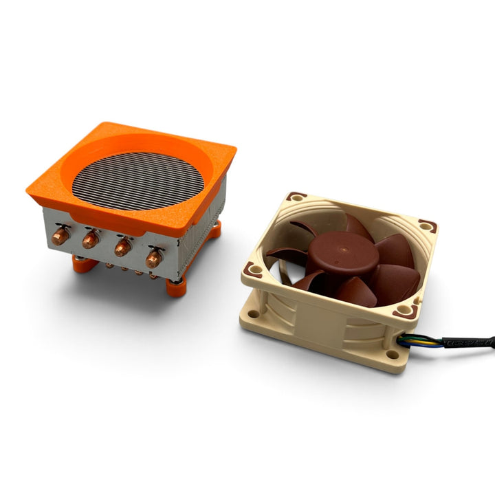 3DTools Fan-Adapter aus PETG für Noctua 60-mm-Lüfter auf einem GeeekPi Low Profile Plus CPU-Kühler