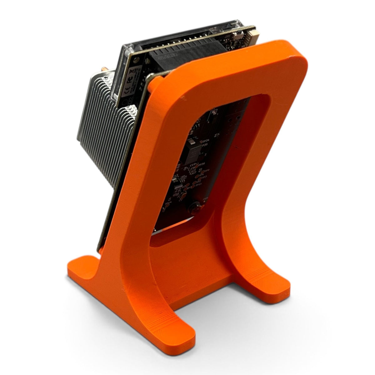 3DTools Ständer aus orangefarbenem PETG für Nerdminer und Nerdaxe Boards mit offener Bauweise für Kühlung