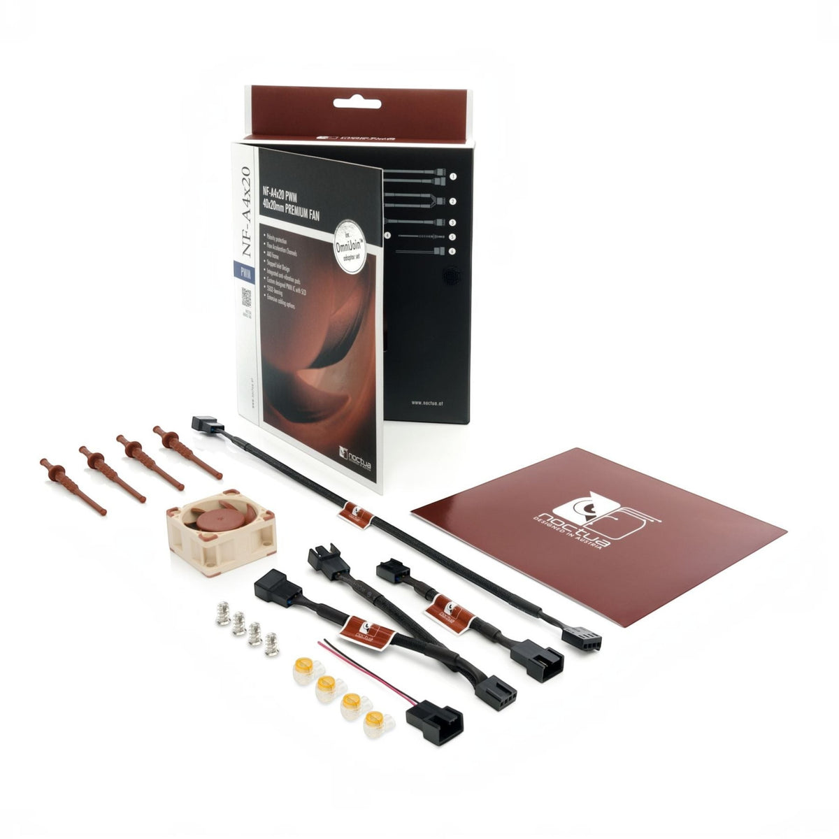 3DTools Noctua NF-A4x20 5V PWM Premium-Lüfter 40mm mit Zubehör und Verpackung