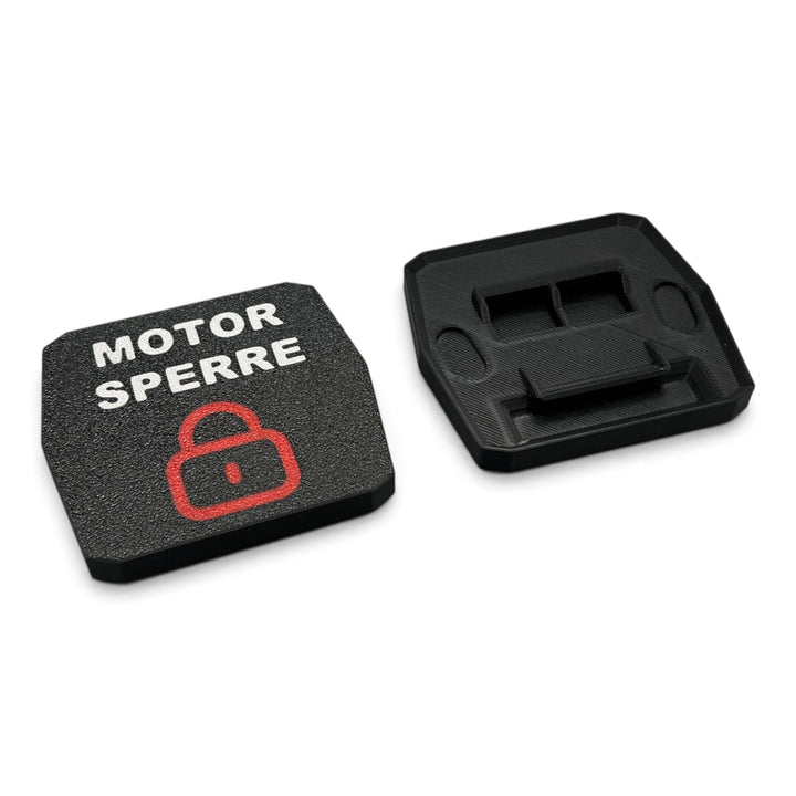 3DTools Schutzkappe für Bosch Nyon 2 BUI350 Displayhalterung in Schwarz mit Motor-Sperre Aufdruck aus PETG