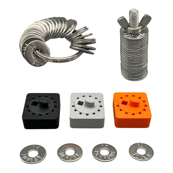 3DTools Seed Phrase Backup Set mit Stanzhilfen, Seed Ring, Seed Rod und Schlagstempeln
