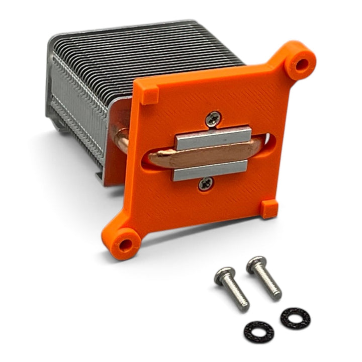 3DTools 2-Pin Sockeladapter in Orange für die Montage des GeeekPi Ice Tower Kühlers auf Bitaxe und Nerdaxe Minern.