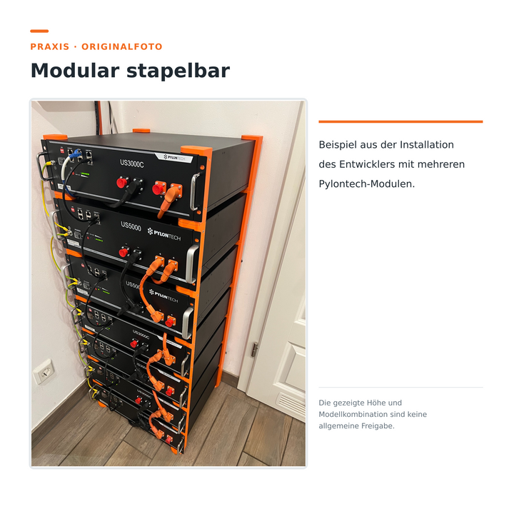 Praxisbeispiel eines Stapels in der Installation des Entwicklers, Höhe und Modellkombination individuell prüfen