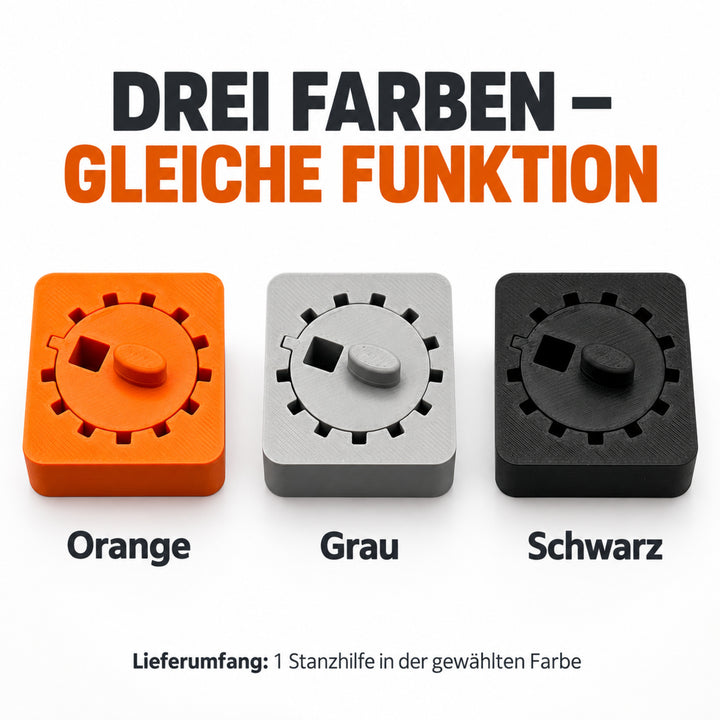 Stanzhilfe in Orange Grau und Schwarz